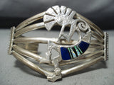 Dancing Kokopelli Vintage Native American Navajo Opal Sterling Silver Bracelet-Nativo Arts