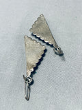 One Of The Best Vintage Native American Navajo Turquoise Inlay Sterling Silver Earrings-Nativo Arts