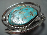 Opulent Vintage Native American Navajo Carlin Turquoise Sterling Silver Bracelet Old-Nativo Arts