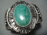Early Huge Rare Vintage Native American Navajo Cerrillos Turquoise Sterling Silver Bracelet-Nativo Arts
