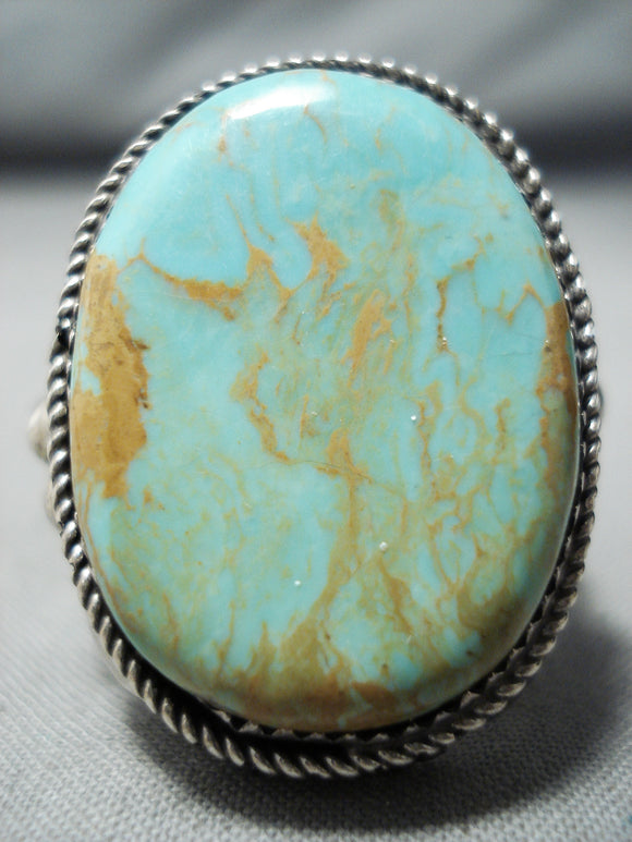 Stunning Vintage Navajo Native American Royston Turquoise Sterling Silver Ring-Nativo Arts