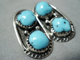 Fabulous Vintage Native American Navajo Turquoise Sterling Silver Earrings-Nativo Arts