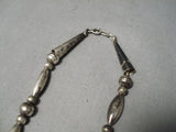 Stunning Vintage Native American Navajo Blue Turquoise Sterling Silver Torpedo Bead Necklace-Nativo Arts
