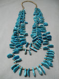 Superior Vintage Native American Navajo Turquoise Slab Multi Layer Heishi Necklace-Nativo Arts
