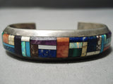 Thick And Heavy Vintage Native American Navajo Turquoise Sugulite Lapis Sterling Silver Bracelet-Nativo Arts