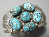 Important Vintage Native American Navajo Smokey Bisbee Turquoise Sterling Silver Bracelet Old-Nativo Arts