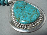 Native American Important Tony Aguilar Santo Domingo Turquoise Sterling Silver Necklace-Nativo Arts