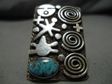 Rare Vintage Native American Navajo Blue Diamond Turquoise Sterling Silver Ring-Nativo Arts