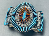 Breathtaking Native American Zuni Signed Ed Cooyate Turquoise Sterling Silver Bracelet-Nativo Arts