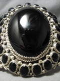 Biggest Best Vintage Native American Navajo Onyx Sterling Silver Bracelet Cuff Old-Nativo Arts