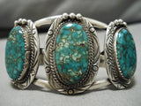 Museum Quality Vintage Native American Navajo Spiderweb Turquoise Sterling Silver Bracelet Old-Nativo Arts