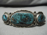 Important Vintage Native American Laguna Stevens Turquoise Sterling Silver Bracelet Old-Nativo Arts
