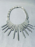 Advanced Silver Work Vintage Native American Navajo Sterling Silver Jet Necklace-Nativo Arts