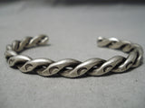Tremendous Vintage Native American Navajo Hand Woven Sterling Silver Bracelet Cuff Old-Nativo Arts
