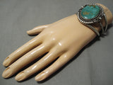 Huge Domed Royston Turquoise Vintage Native American Navajo Sterling Silver Bracelet Cuff-Nativo Arts