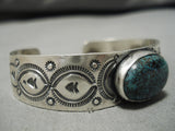 Important Native American Navajo Jeanette Dale Battle Mntn Turquoise Sterling Silver Bracelet-Nativo Arts