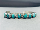 Important Vintage Native American Navajo Domed Turquoise Sterling Silver Bracelet-Nativo Arts