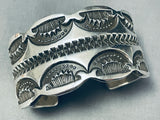 128 Gram Into The Deep Stamp Vintage Native American Navajo Sterling Silver Bracelet-Nativo Arts