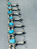 Squash Naja Vintage Native American Navajo Turquoise Sterling Silver Squash Blossom Necklace-Nativo Arts
