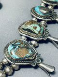 300 Gram Museum Vintage Native American Navajo Turquoise Sterling Silver Squash Blossom Necklace-Nativo Arts