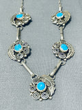 Fascinating Vintage Native American Navajo 5 Sleeping Beauty Turquoise Sterling Silver Necklace-Nativo Arts