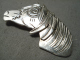 Native American Detailed Important Nel Morton Horse Sterling Silver Pin-Nativo Arts