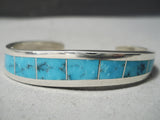 Tremendous Vintage Native American Zuni Old Kingman Turquoise Sterling Silver Bracelet Native-Nativo Arts