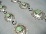 Very Rare Vintage Native American Navajo Sterling Ilver Gaspeite Concho Belt Old-Nativo Arts