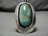Tremendous Vintage Native American Navajo Domed Royston Turquoise Sterling Silver Ring-Nativo Arts