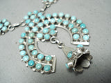 Snake Eyes Turquoise Vintage Native American Zuni Sterling Silver Squash Blossom Necklace-Nativo Arts