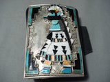 One Of The Best Ever Vintage Native American Zuni Turquoise Inlay Sterling Silver Ketoh Bracelet-Nativo Arts