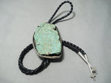 One Of The Largest Royston Turquoise Vintage Native American Navajo Sterling Silver Bolo-Nativo Arts