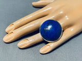 Biggest Native American Navajo J. Draper Lapis Sterling Silver Ring-Nativo Arts