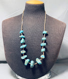 Sensational Vintage Native American Navajo Chunky Turquoise Sterling Silver Necklace-Nativo Arts