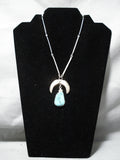 Superb Vintage Native American Navajo Blue Diamond Turquoise Sterling Silver Necklace-Nativo Arts