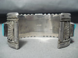 Heavy Men's Vintage Native American Navajo Blue Turquoise Sterling Silver Bracelet-Nativo Arts