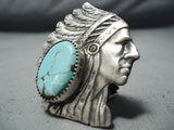 Big Chief #8 Turquoise Mine Sterling Silver Ring Native American-Nativo Arts