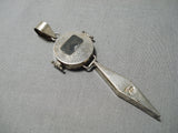 Native American Important Vintage Jemenez Turquoise Inlay Sterling Silver Pendant-Nativo Arts