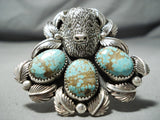 Biggest Native American #8 Turquoise Buffalo Sterling Silver Ring-Nativo Arts
