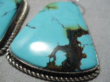 Stunning Huge Vintage Native American Navajo Spiderweb Turquoise Chunk Sterling Silver Earrings-Nativo Arts