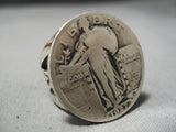 Marvelous Navajo Sterling Silver Coin Ring Native American-Nativo Arts