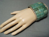 One Of The Biggest Best Native American Green Turquoise Sterling Silver Bracelet-Nativo Arts