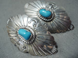 Marvelous Vintage Native American Navajo Turquoise Sterling Silver Earrings-Nativo Arts