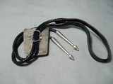 Important Vintage Native American Navajo Turquoise Dinosaur Fossil Sterling Silver Bolo Tie-Nativo Arts