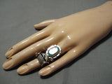 Incredible Detailed Native American Navajo Royston Turquoise Sterling Silver Kachina Ring-Nativo Arts