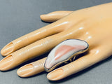 Fascinating Native American Navajo Pink Conch Shell Sterling Silver Ring-Nativo Arts