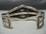 Deep Intense Vintage Native American Navajo Number 8 Turquoise Sterling Silver Bracelet Old-Nativo Arts