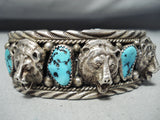 Signed Vintage Native American Navajo Turquoise Sterling Silver Native American Navajo Bracelet-Nativo Arts