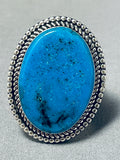 Massive Vintage Native American Navajo Blue Diamond Turquoise Sterling Silver Ring-Nativo Arts