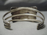 Amazing Vintage Native American Navajo Squared Turquoise Sterling Silver Bracelet Old-Nativo Arts